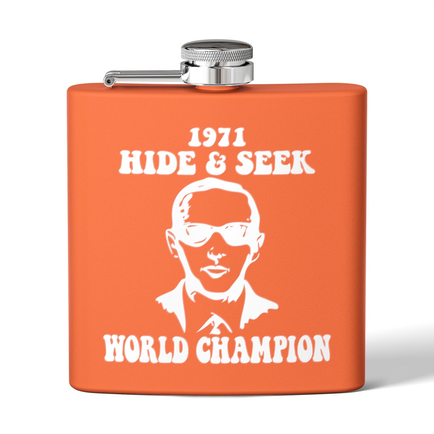 DB Cooper 1971 Hide & Seek World Champion Funny 6oz Stainless Steel Flask - Multiple Colors!