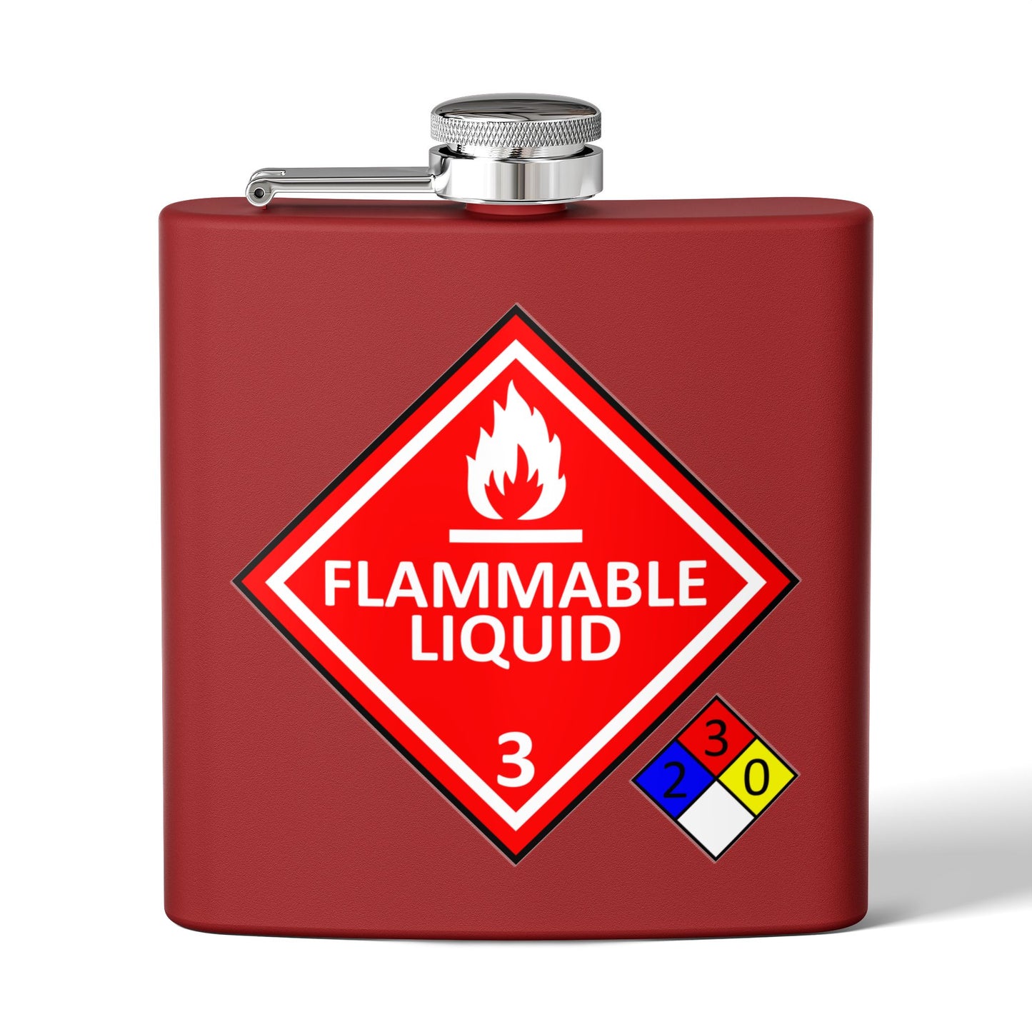 NFPA-704 Flammable Liquids Warning 6oz Stainless Steel Flask - Multiple Colors!