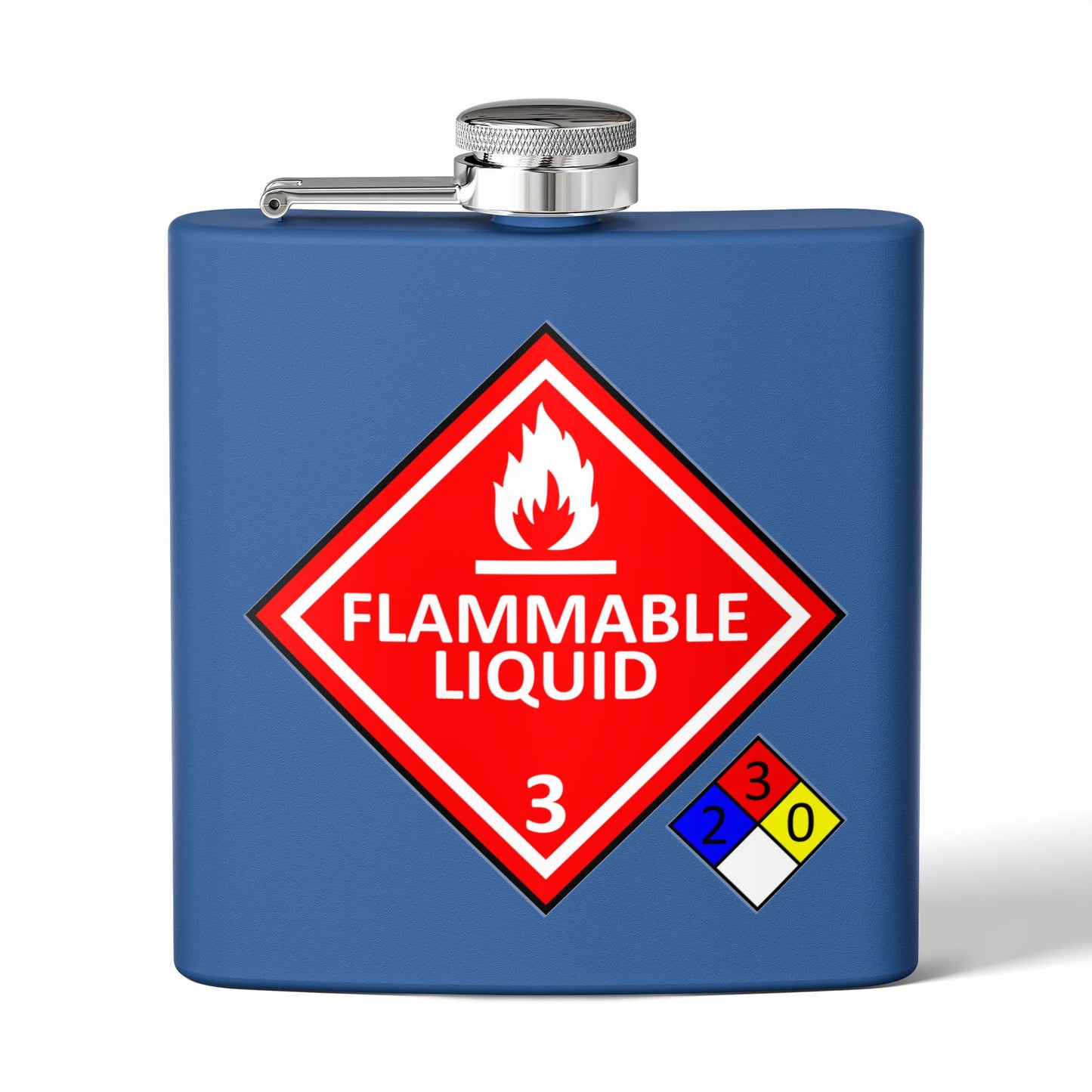 NFPA-704 Flammable Liquids Warning 6oz Stainless Steel Flask - Multiple Colors!