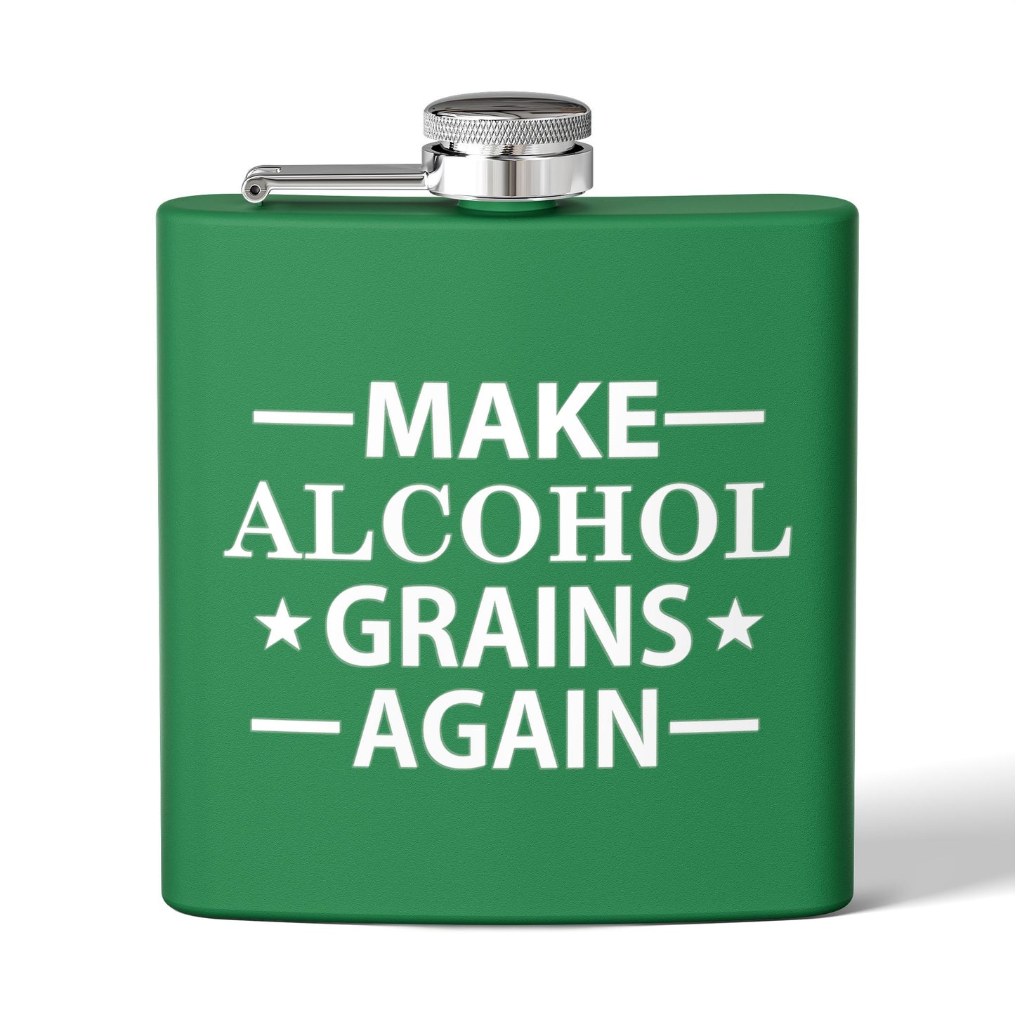 Make Alcohol Grains Again Parody 6oz Stainless Steel Flask - Multiple Colors!