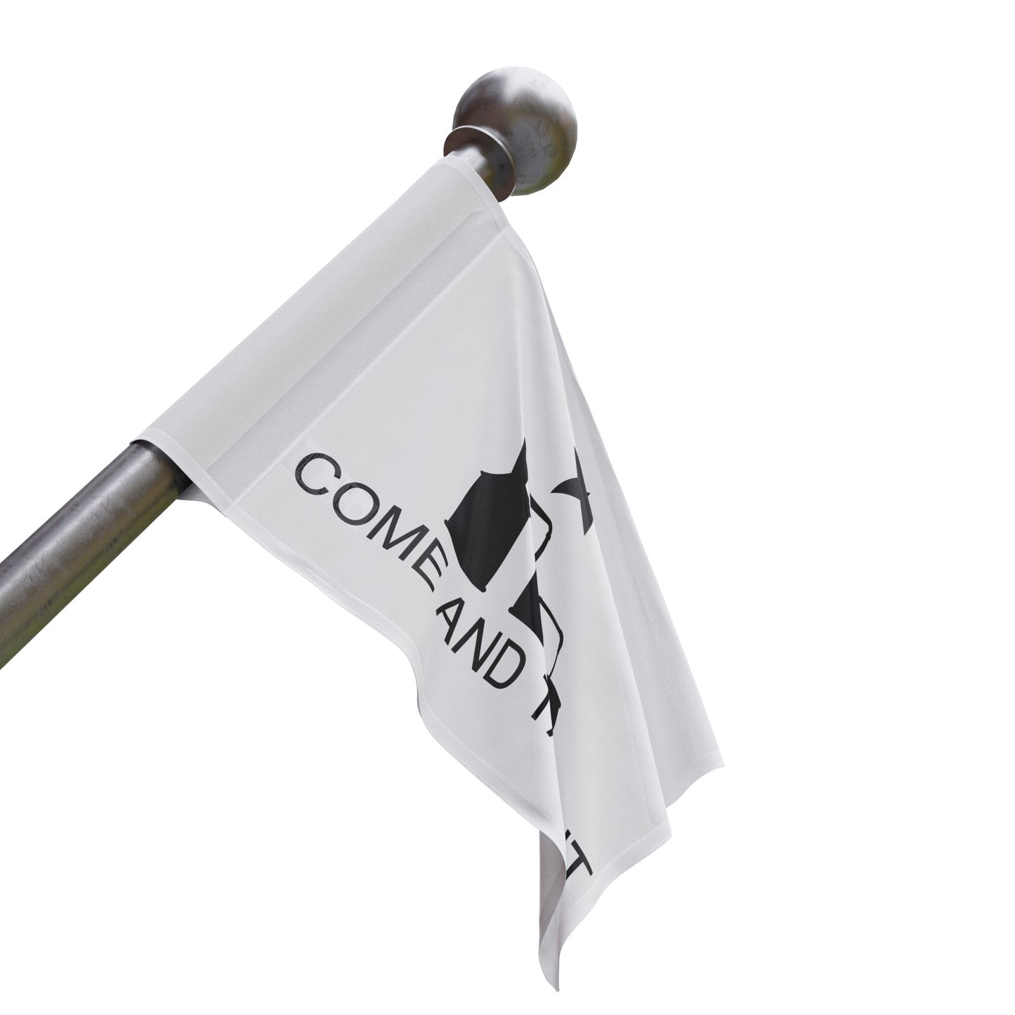 Come and Take It Moonshine Still Parody Flag - White Flag w/ Black Logo