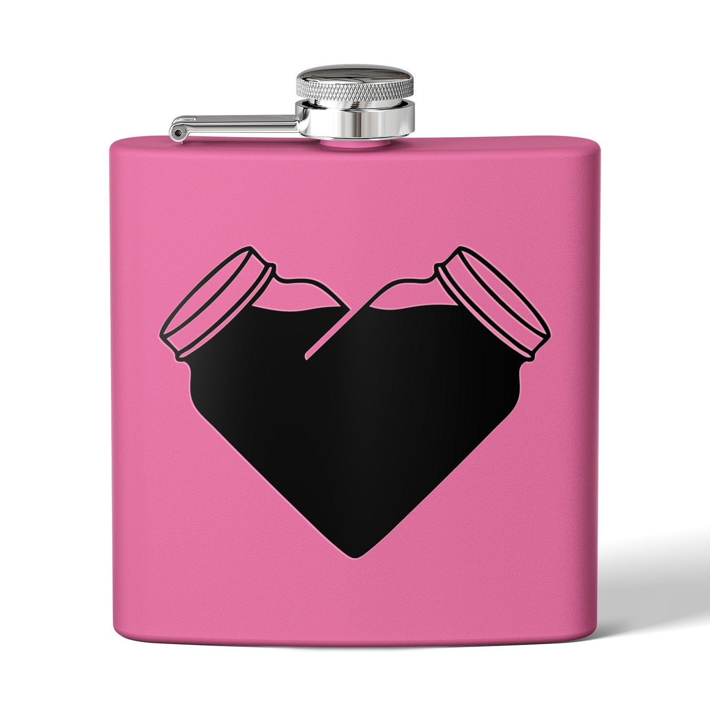 Mason Jar Heart Moonshine Love 6oz Stainless Steel Flask - Multiple Colors!