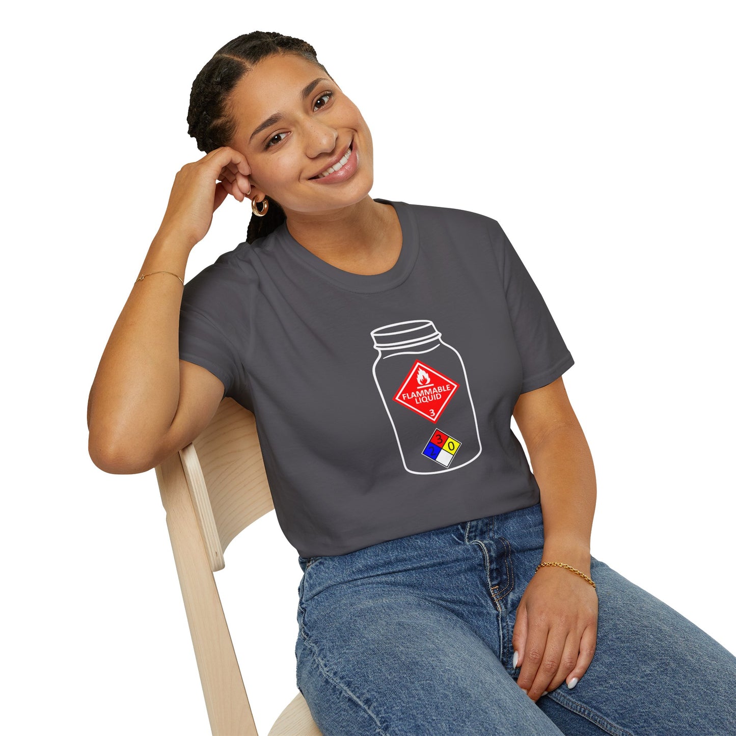 NFPA-704 Flammable Liquids Warning Moonshine & Distilling Softstyle Tee T-Shirt