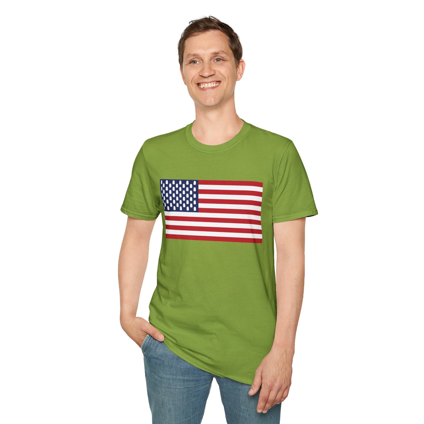 Mason Jar American Flag "Jars & Stripes" Softstyle Tee T-Shirt