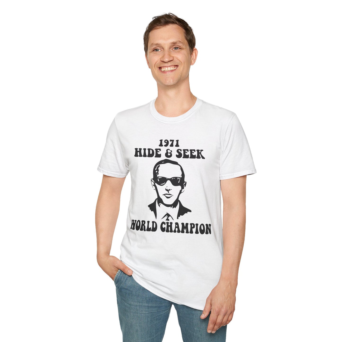 DB Cooper 1971 Hide & Seek World Champion Funny Softstyle Tee T-Shirt