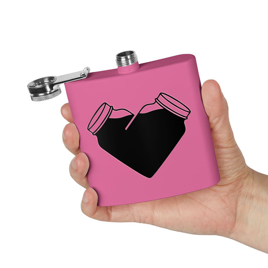 Mason Jar Heart Moonshine Love 6oz Stainless Steel Flask - Multiple Colors!