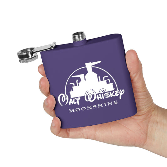 Malt Whiskey Moonshine Parody 6oz Stainless Steel Flask - Multiple Colors!