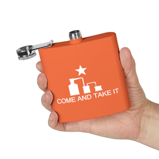 Come and Take It Moonshine Still Parody 6oz Stainless Steel Flask - Multiple Colors!