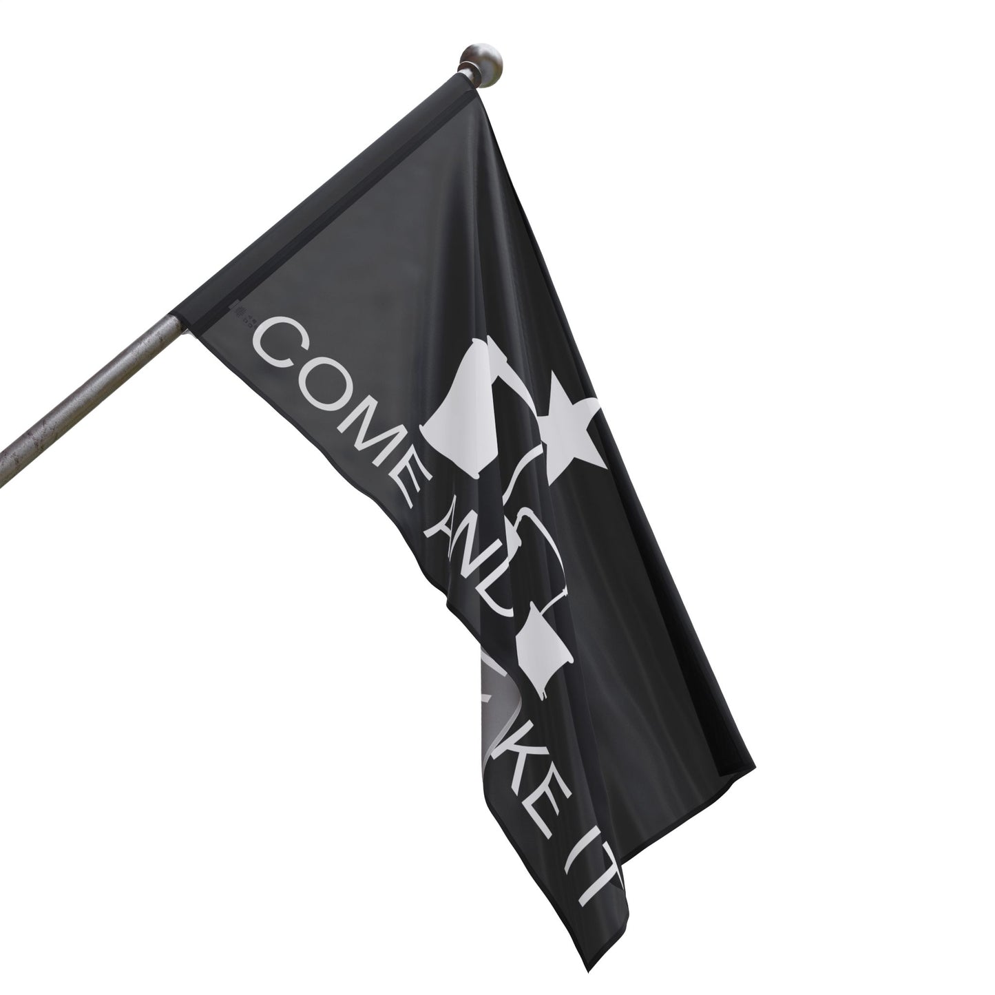Come and Take It Moonshine Still Parody Flag - Black Flag w/ White Logo