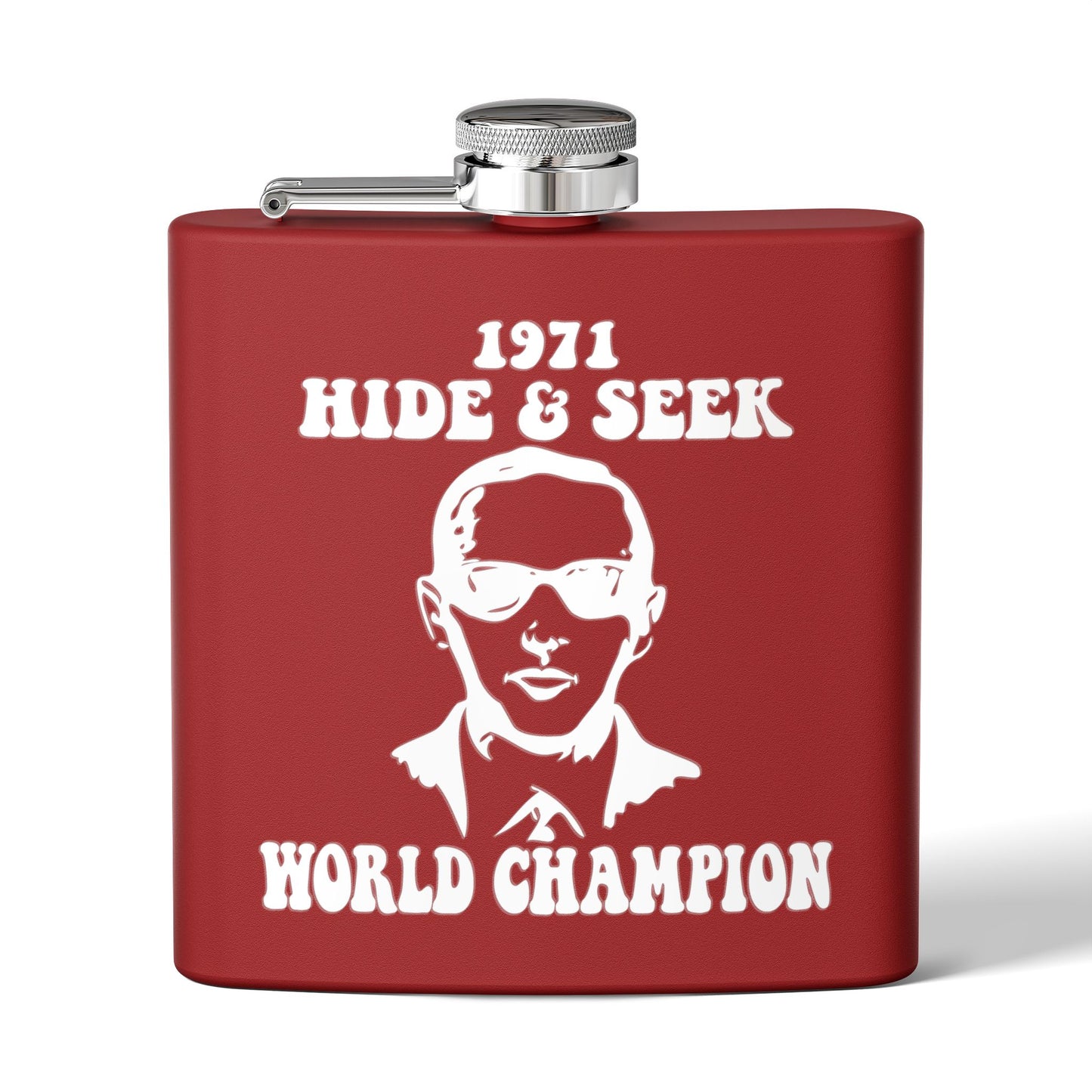DB Cooper 1971 Hide & Seek World Champion Funny 6oz Stainless Steel Flask - Multiple Colors!