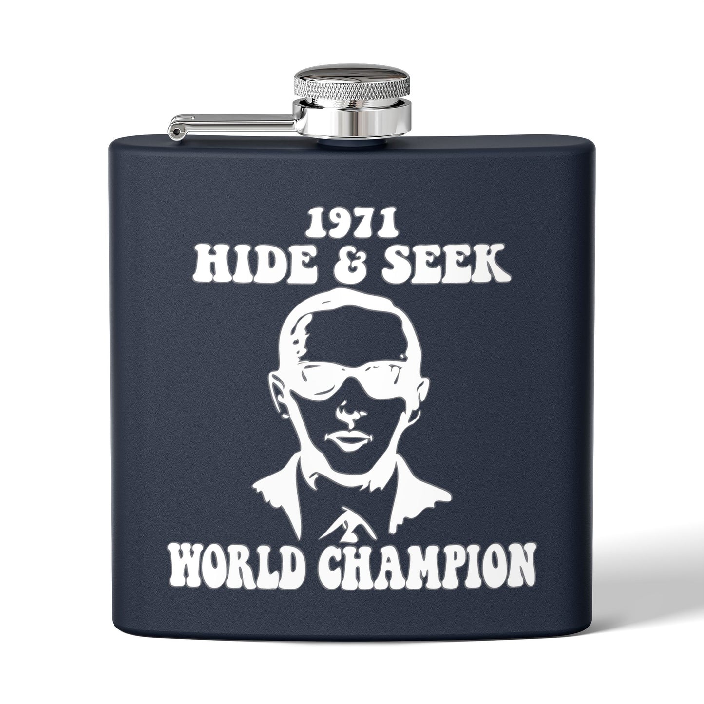DB Cooper 1971 Hide & Seek World Champion Funny 6oz Stainless Steel Flask - Multiple Colors!