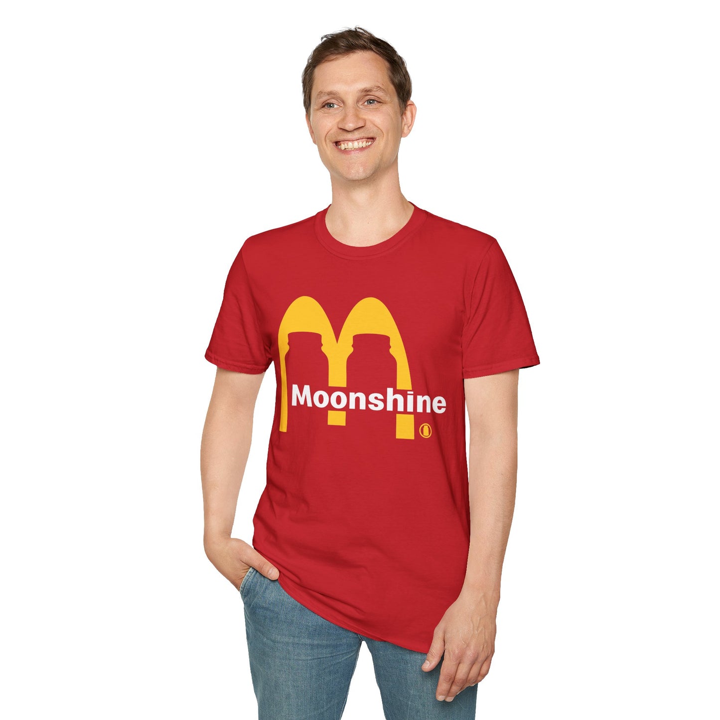 Fast Food Moonshine Mason Jars Parody Softstyle Tee T-Shirt