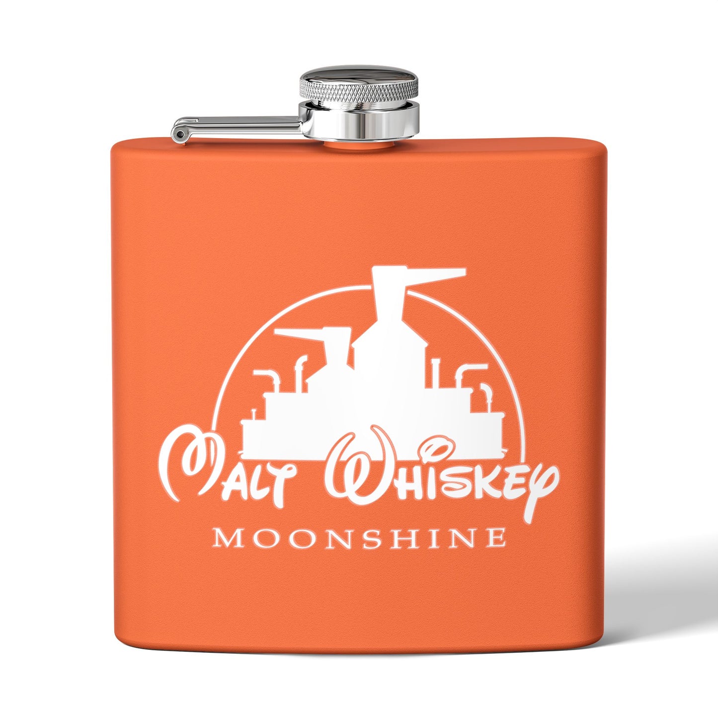 Malt Whiskey Moonshine Parody 6oz Stainless Steel Flask - Multiple Colors!