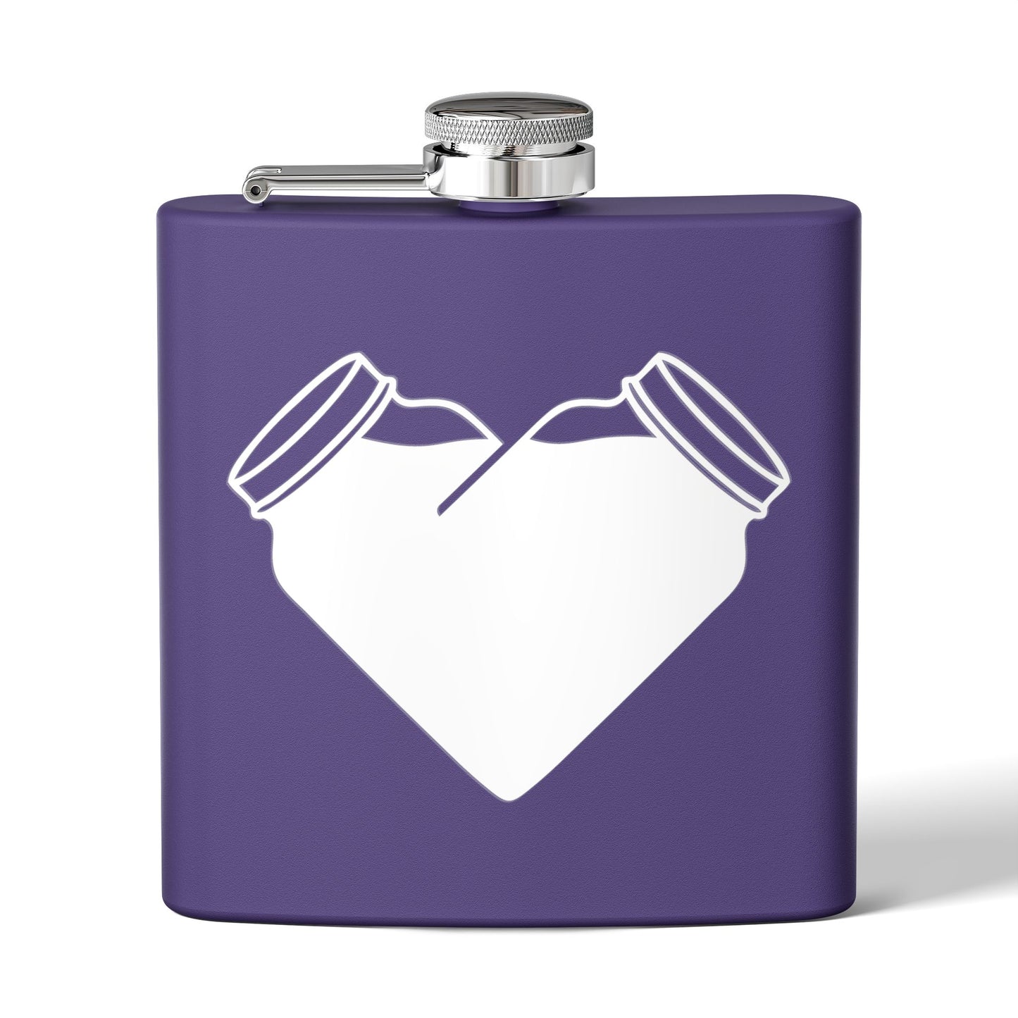 Mason Jar Heart Moonshine Love 6oz Stainless Steel Flask - Multiple Colors!