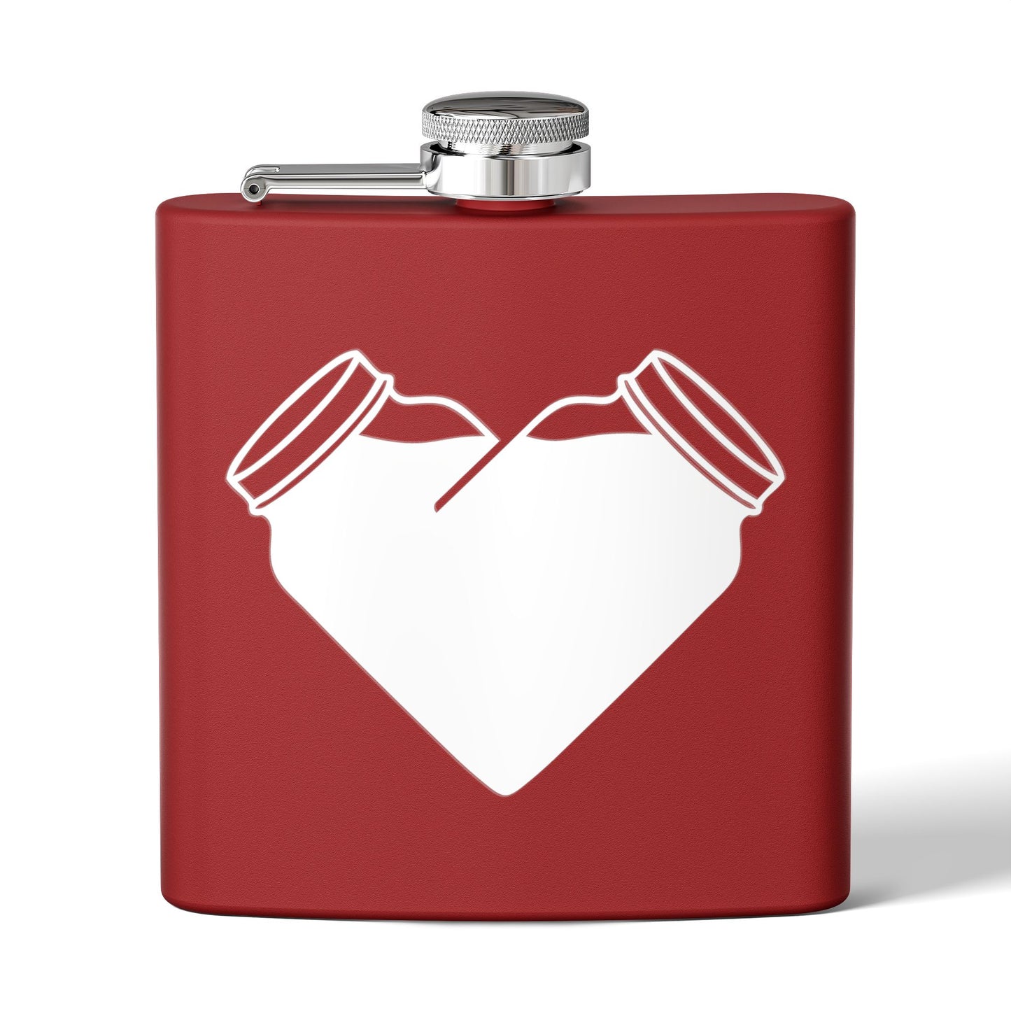 Mason Jar Heart Moonshine Love 6oz Stainless Steel Flask - Multiple Colors!