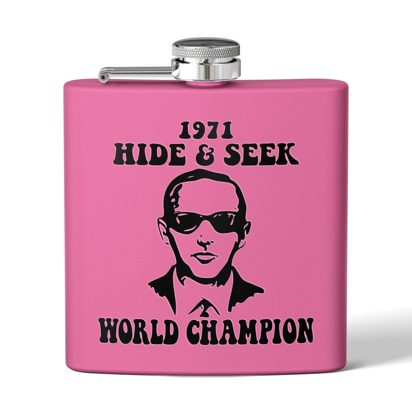 DB Cooper 1971 Hide & Seek World Champion Funny 6oz Stainless Steel Flask - Multiple Colors!