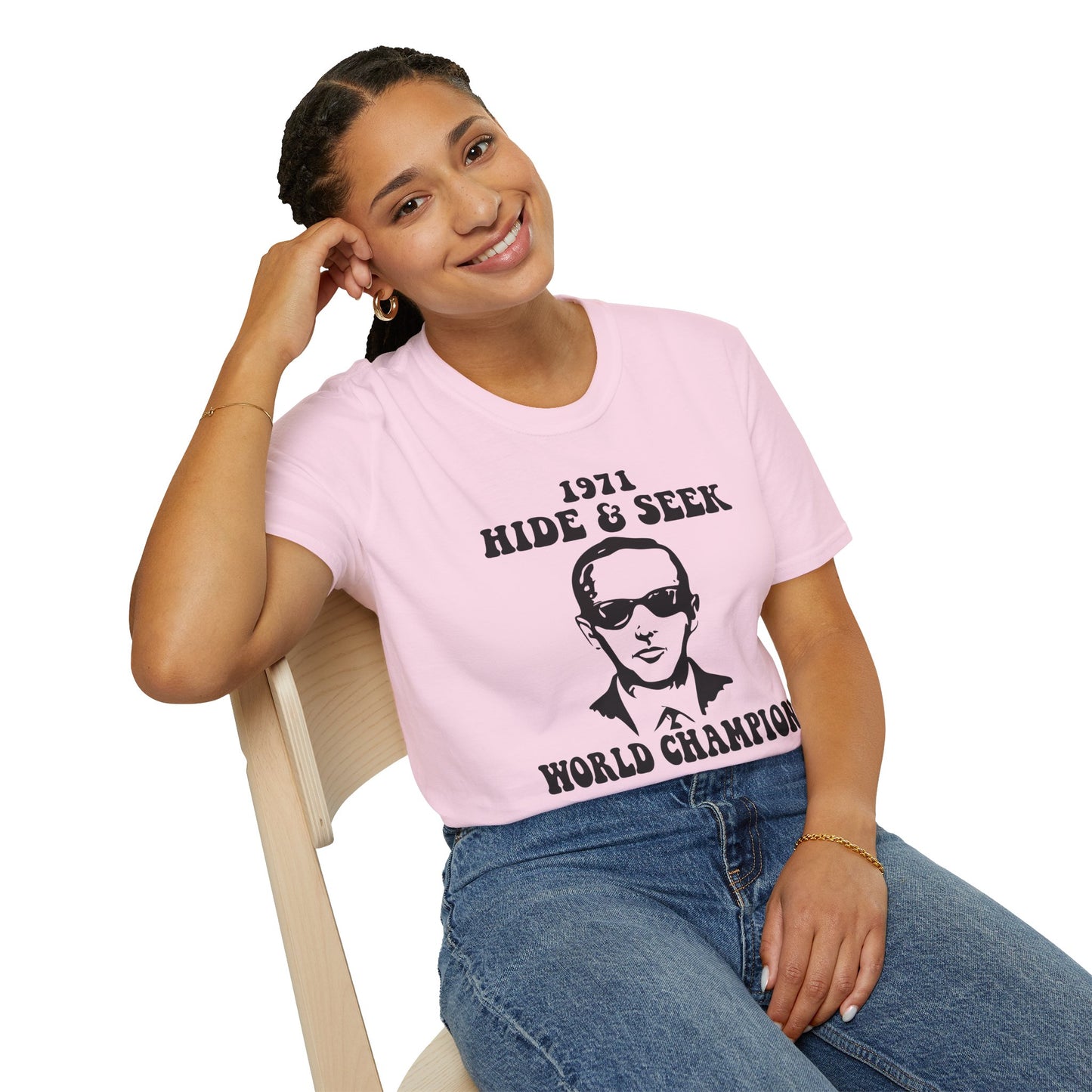 DB Cooper 1971 Hide & Seek World Champion Funny Softstyle Tee T-Shirt