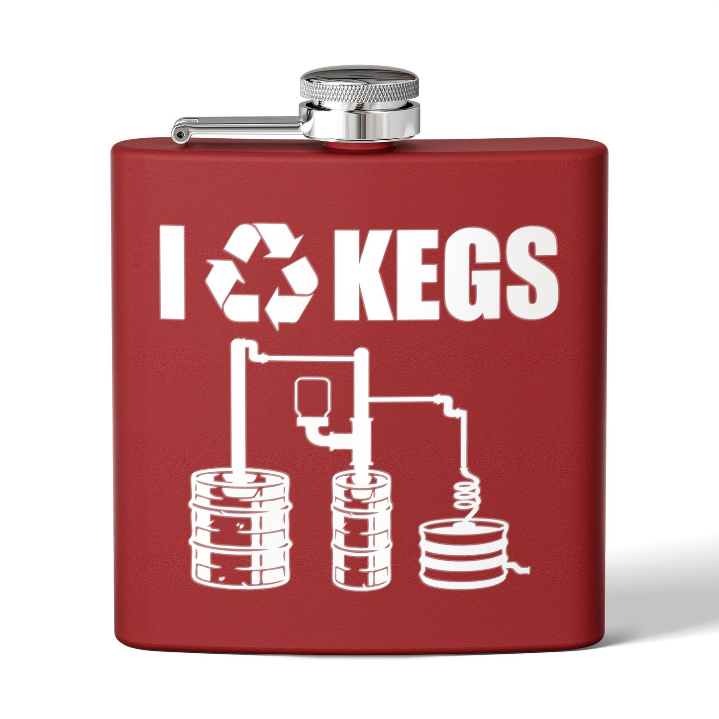 I Recycle Kegs Moonshiner & Hobbyist Distiller 6oz Stainless Steel Flask - Multiple Colors!