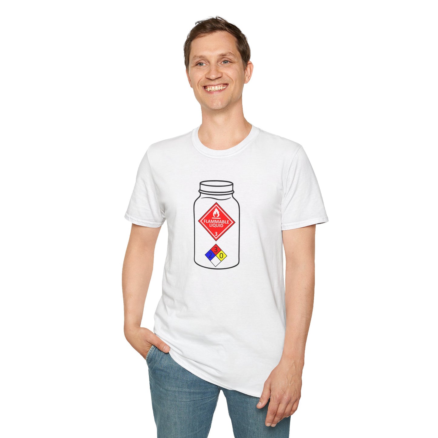 NFPA-704 Flammable Liquids Warning Moonshine & Distilling Softstyle Tee T-Shirt
