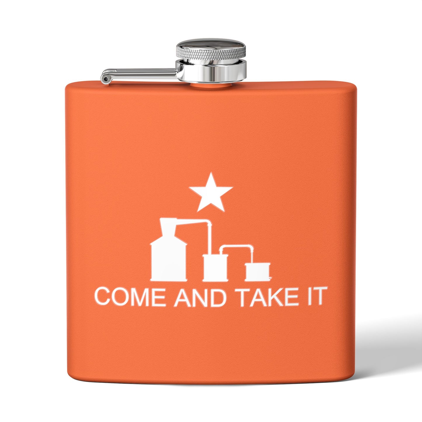 Come and Take It Moonshine Still Parody 6oz Stainless Steel Flask - Multiple Colors!