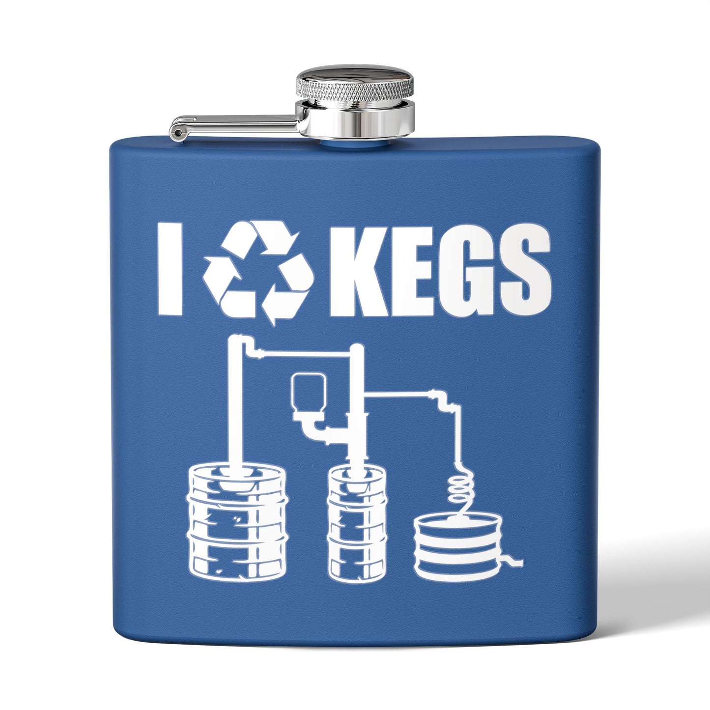 I Recycle Kegs Moonshiner & Hobbyist Distiller 6oz Stainless Steel Flask - Multiple Colors!