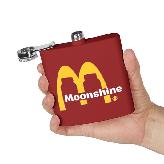 Fast Food Moonshine Mason Jars Parody 6oz Stainless Steel Flask - Multiple Colors!