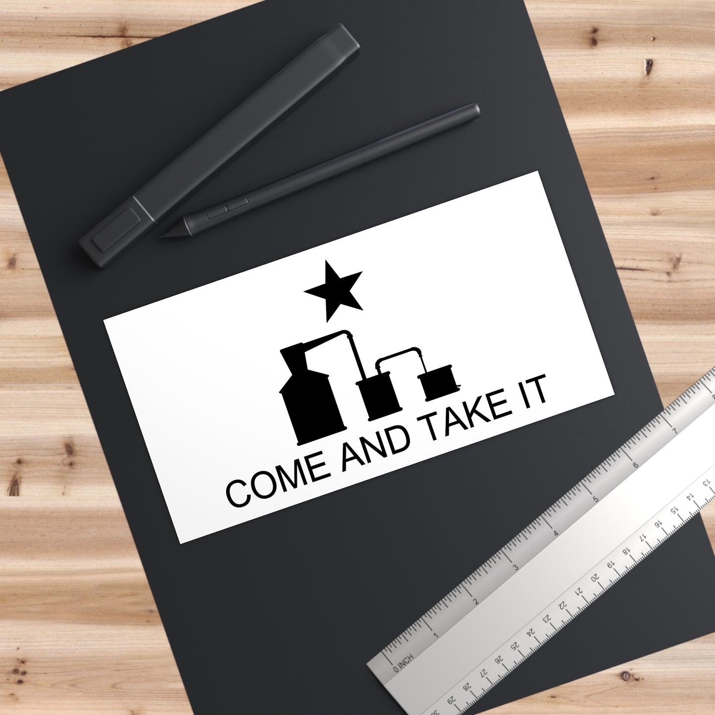 Come and Take It Moonshine Still Parody Bumper Sticker - White w/ Black Logo