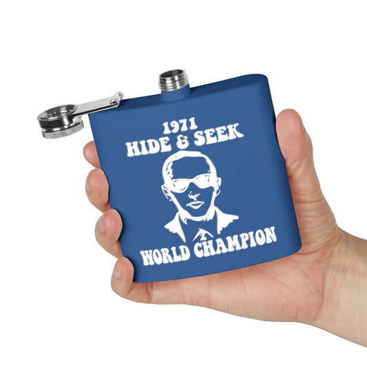 DB Cooper 1971 Hide & Seek World Champion Funny 6oz Stainless Steel Flask - Multiple Colors!