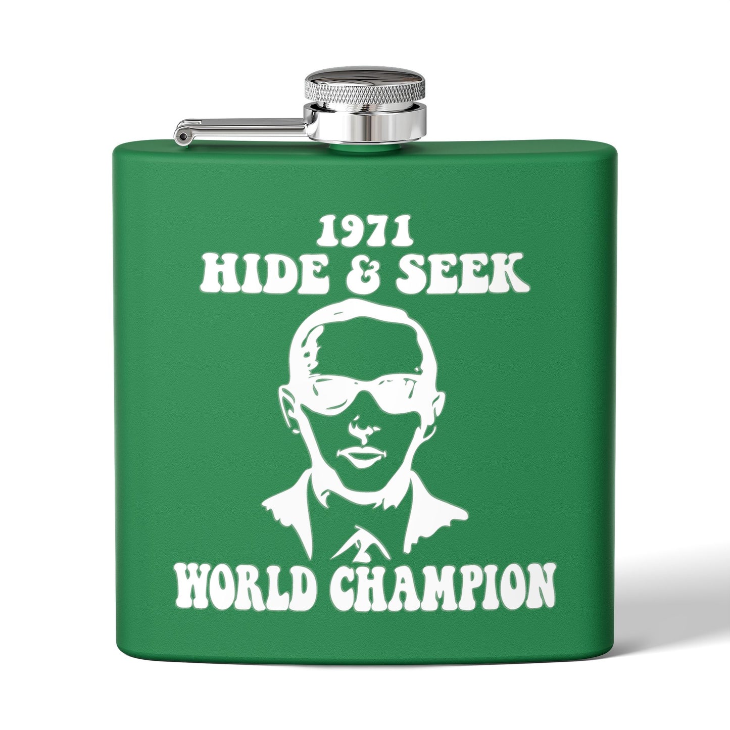 DB Cooper 1971 Hide & Seek World Champion Funny 6oz Stainless Steel Flask - Multiple Colors!