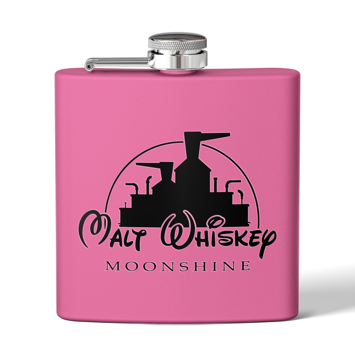 Malt Whiskey Moonshine Parody 6oz Stainless Steel Flask - Multiple Colors!