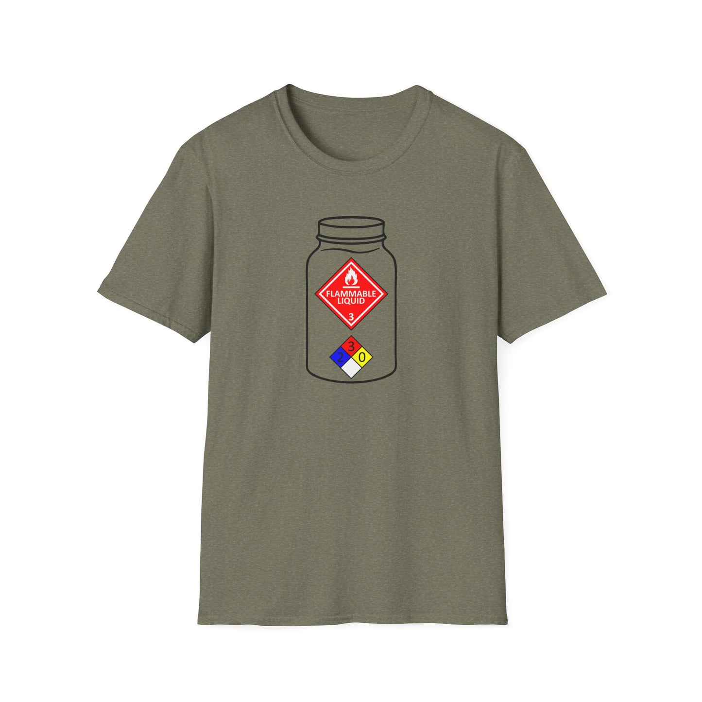 NFPA-704 Flammable Liquids Warning Moonshine & Distilling Softstyle Tee T-Shirt