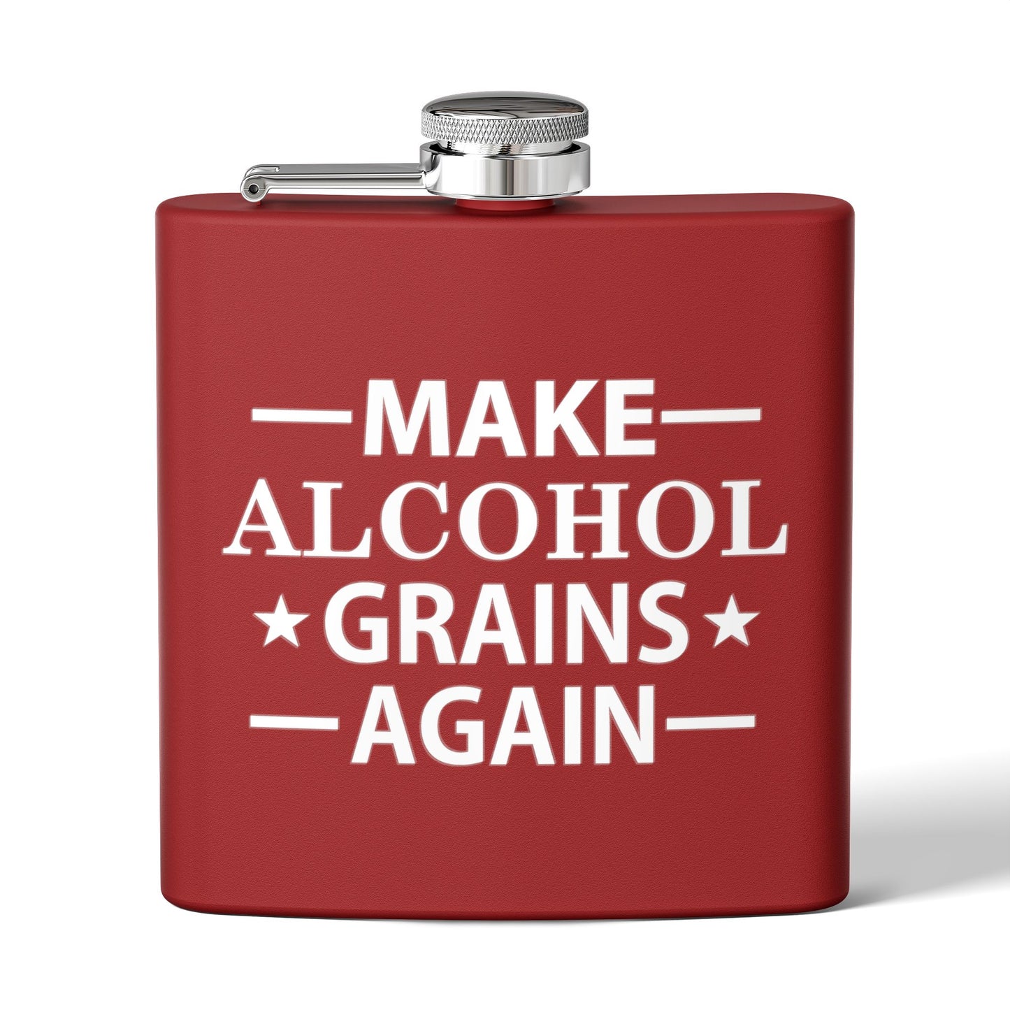Make Alcohol Grains Again Parody 6oz Stainless Steel Flask - Multiple Colors!