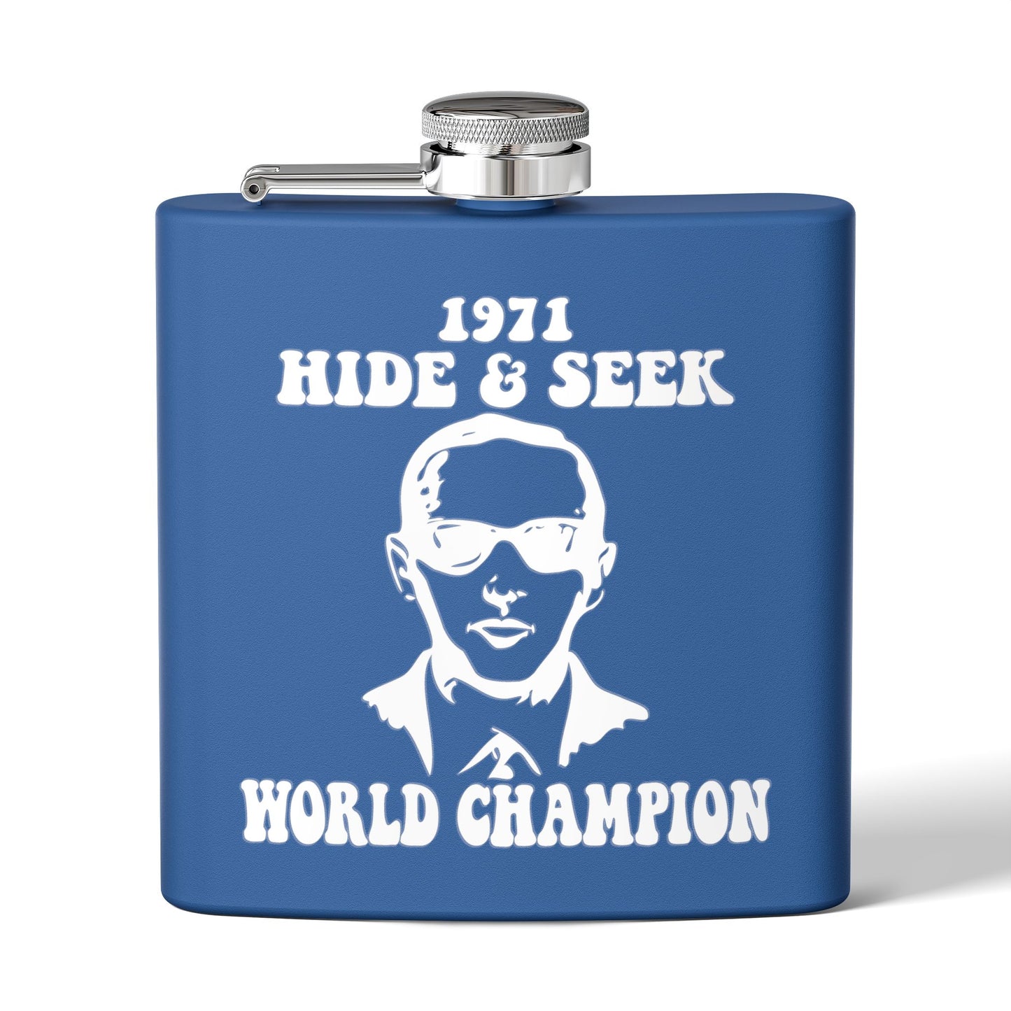 DB Cooper 1971 Hide & Seek World Champion Funny 6oz Stainless Steel Flask - Multiple Colors!