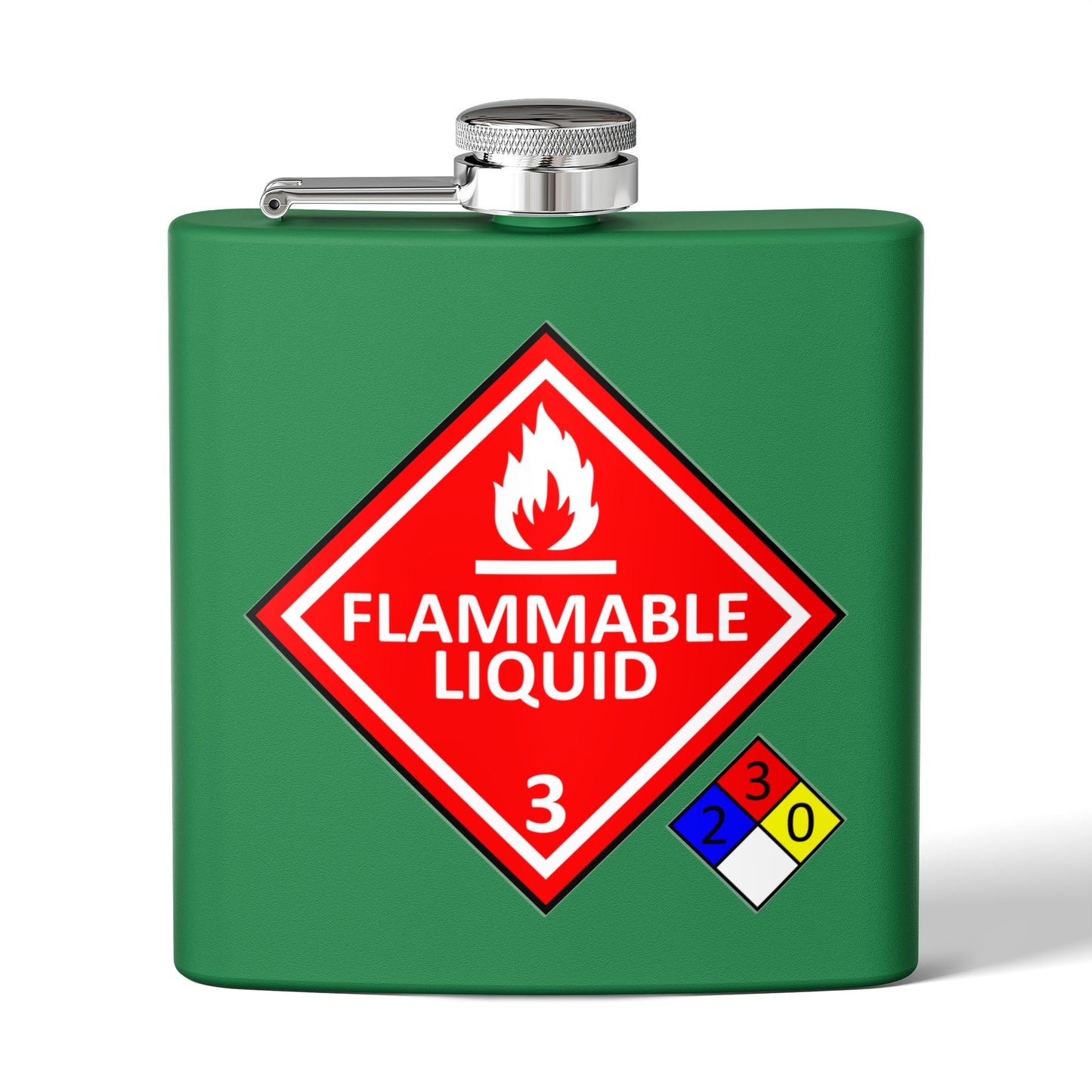 NFPA-704 Flammable Liquids Warning 6oz Stainless Steel Flask - Multiple Colors!