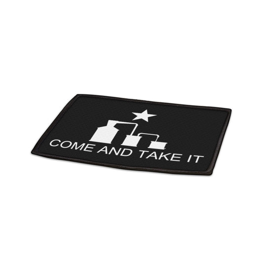 Come And Take It Moonshine Still Parody Iron-On Patch - Black w/ White Logo