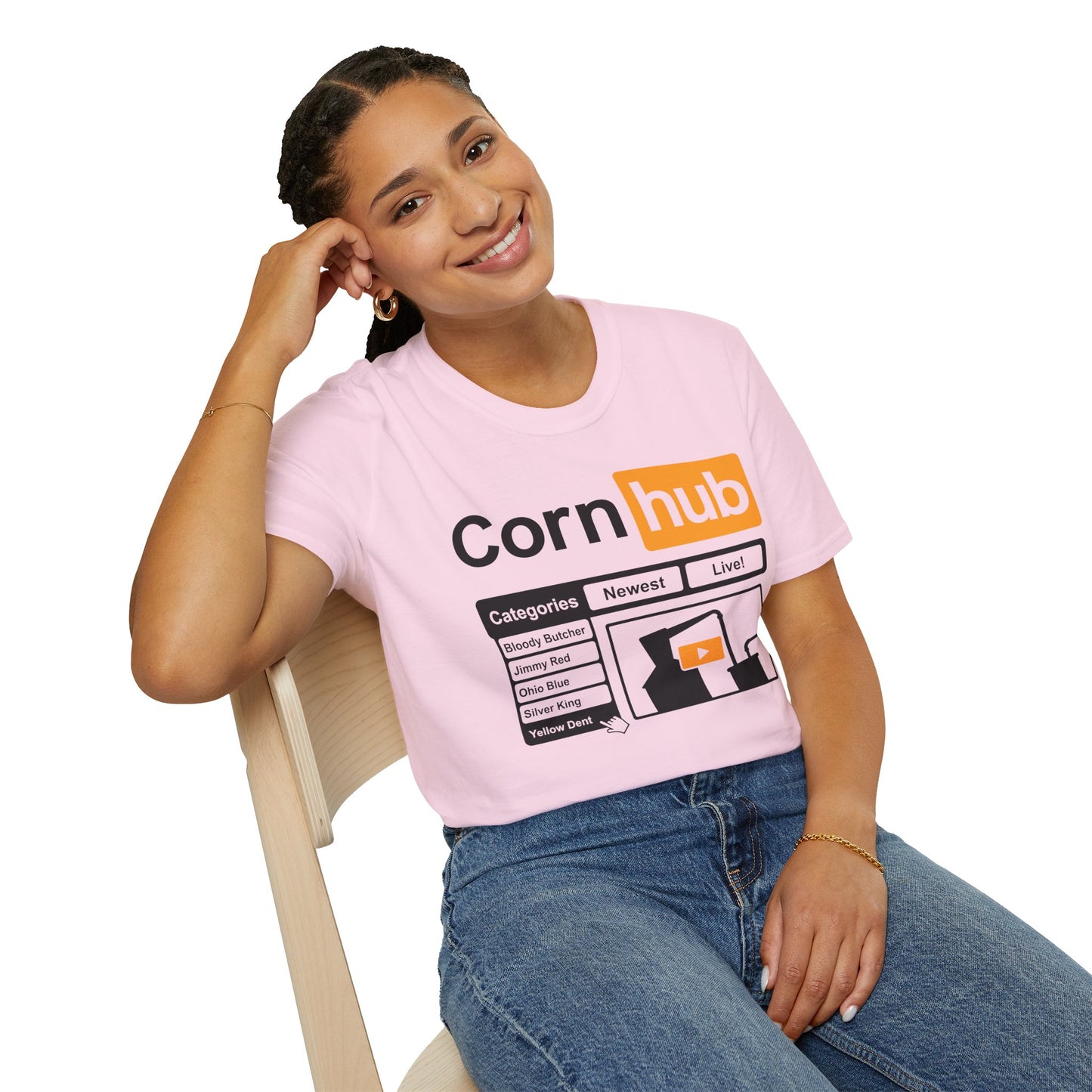 Corn Hub Adult Parody Moonshiner & Hobbyist Distiller Softstyle Tee T-Shirt