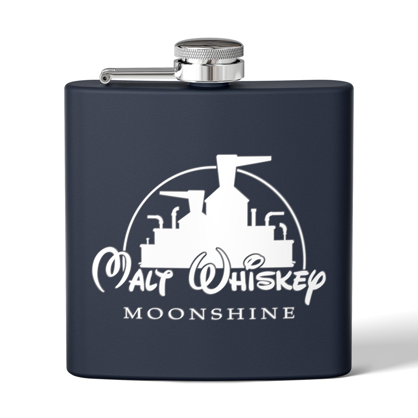 Malt Whiskey Moonshine Parody 6oz Stainless Steel Flask - Multiple Colors!