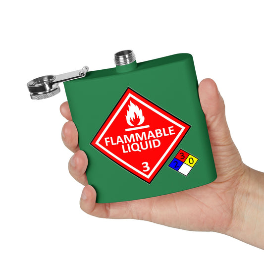 NFPA-704 Flammable Liquids Warning 6oz Stainless Steel Flask - Multiple Colors!