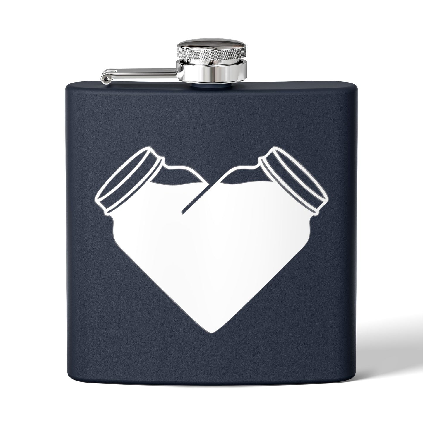 Mason Jar Heart Moonshine Love 6oz Stainless Steel Flask - Multiple Colors!