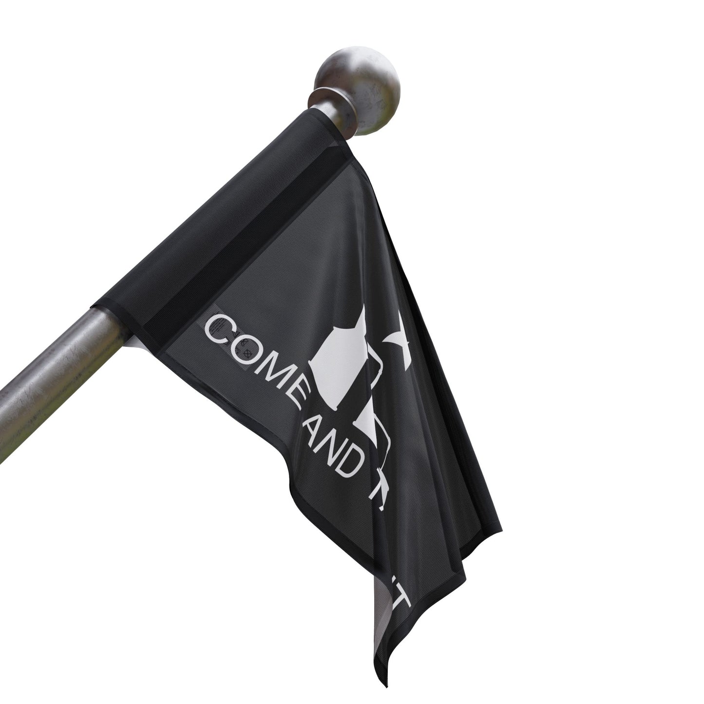 Come and Take It Moonshine Still Parody Flag - Black Flag w/ White Logo