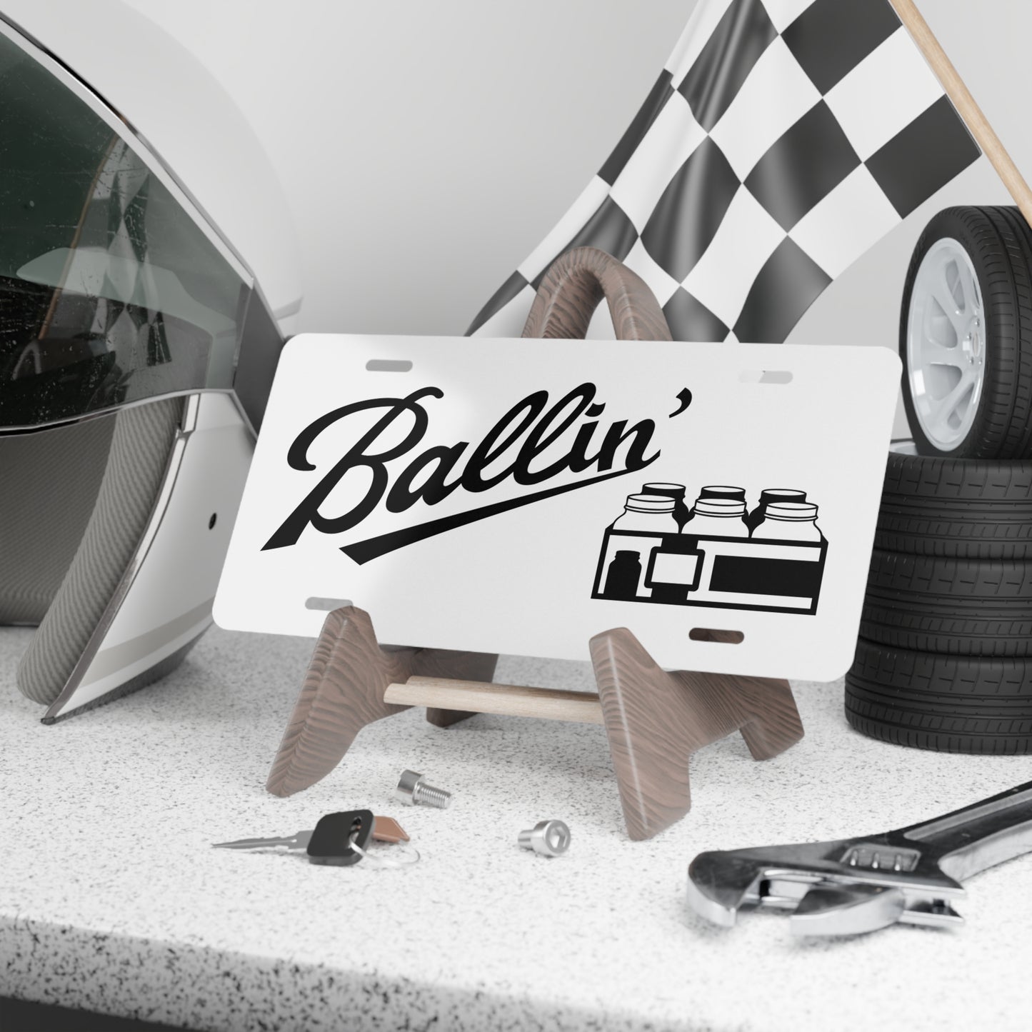 Mason Jar Case Moonshine & Canning Vanity License Plate - White w/ Black Art