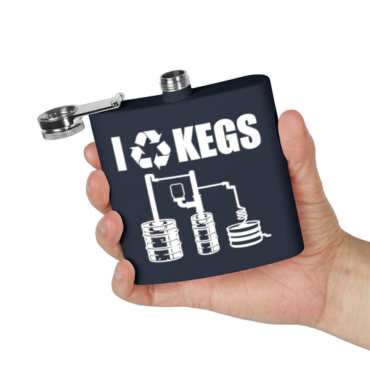 I Recycle Kegs Moonshiner & Hobbyist Distiller 6oz Stainless Steel Flask - Multiple Colors!