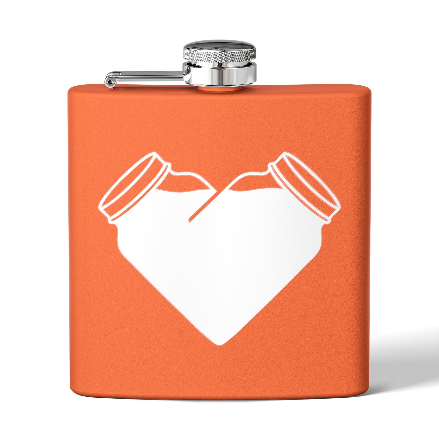 Mason Jar Heart Moonshine Love 6oz Stainless Steel Flask - Multiple Colors!