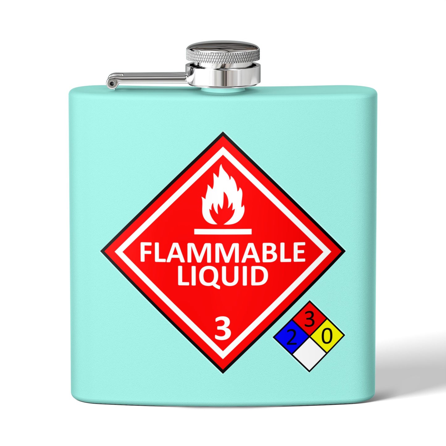 NFPA-704 Flammable Liquids Warning 6oz Stainless Steel Flask - Multiple Colors!