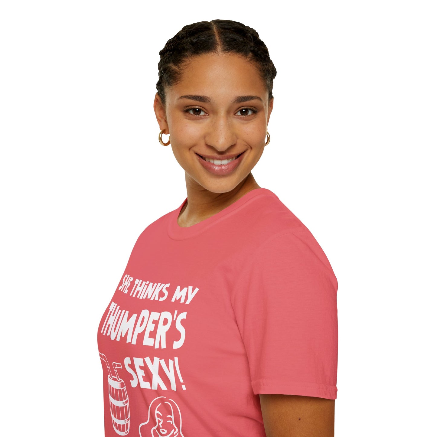 She Thinks My Thumper's Sexy! Humorous Moonshine Still Funny Softstyle Tee T-Shirt