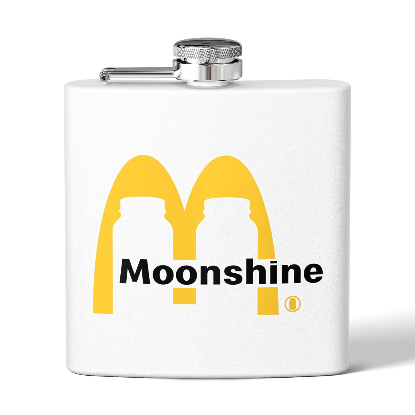 Fast Food Moonshine Mason Jars Parody 6oz Stainless Steel Flask - Multiple Colors!