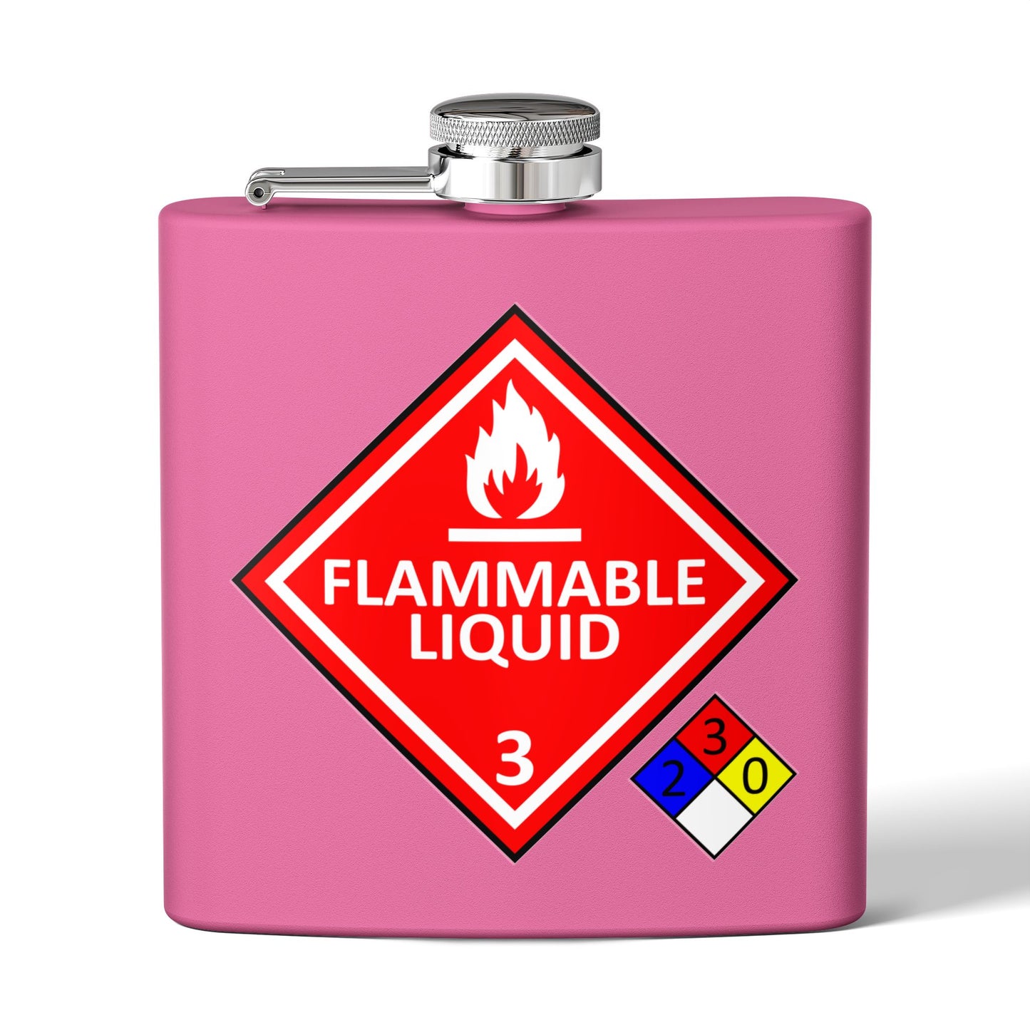 NFPA-704 Flammable Liquids Warning 6oz Stainless Steel Flask - Multiple Colors!
