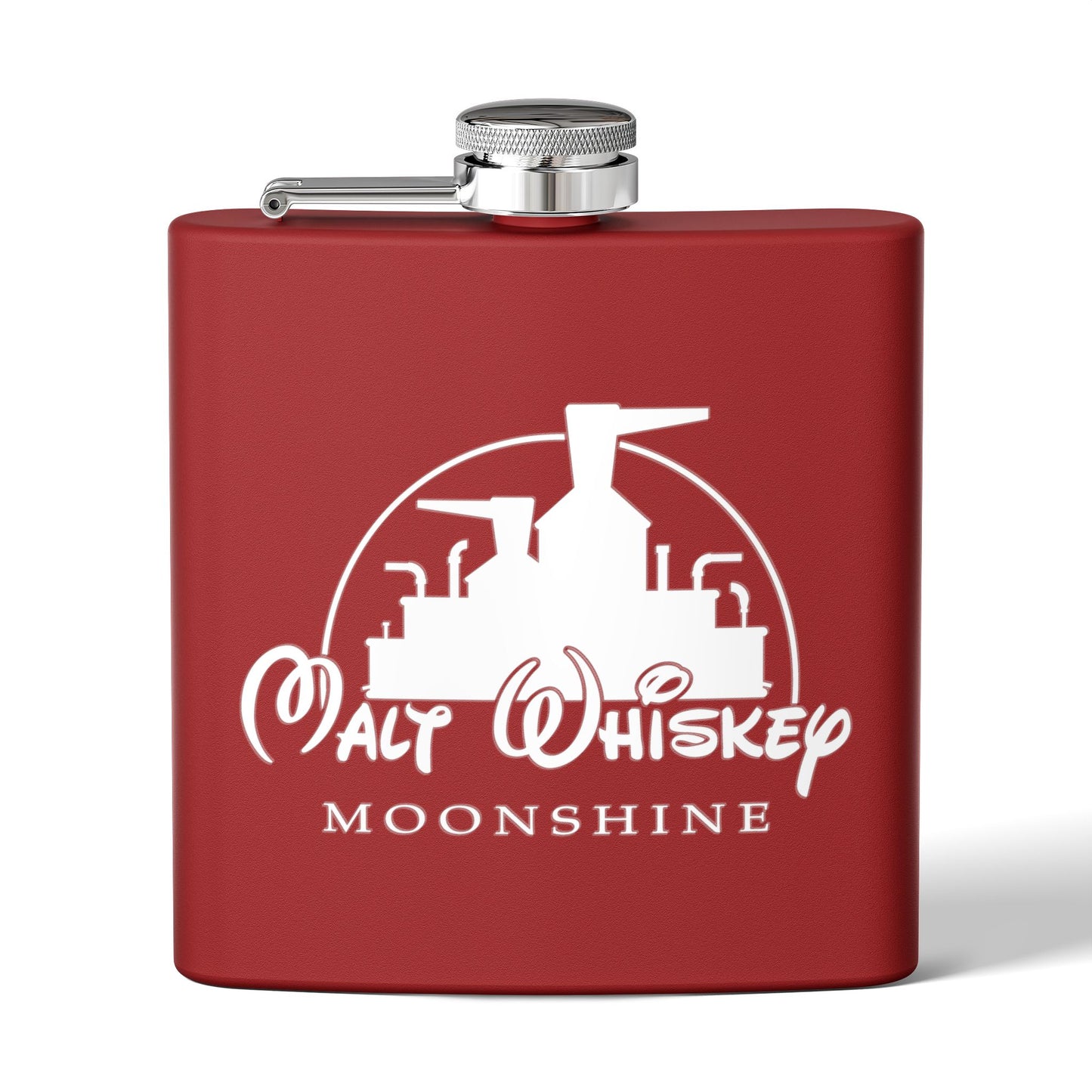 Malt Whiskey Moonshine Parody 6oz Stainless Steel Flask - Multiple Colors!