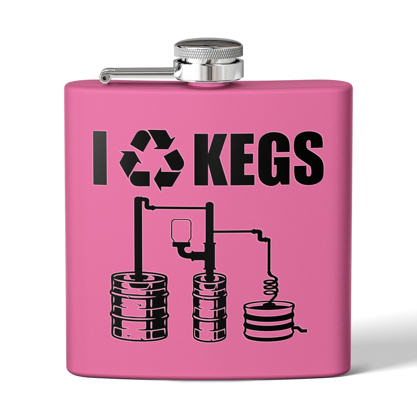 I Recycle Kegs Moonshiner & Hobbyist Distiller 6oz Stainless Steel Flask - Multiple Colors!