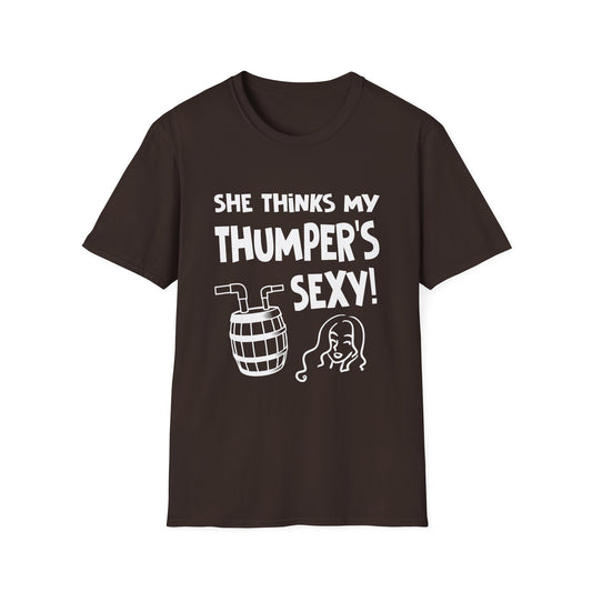 She Thinks My Thumper's Sexy! Humorous Moonshine Still Funny Softstyle Tee T-Shirt